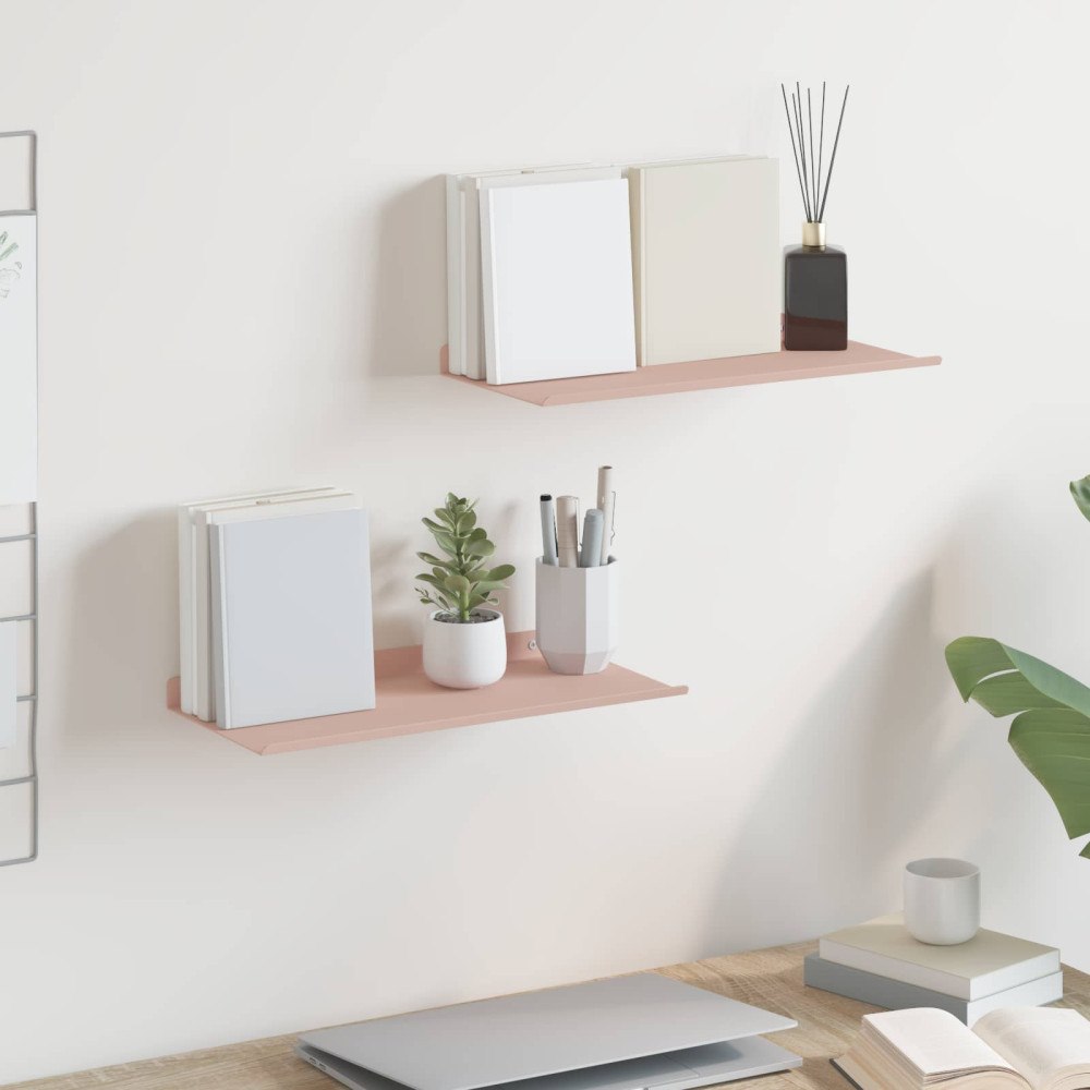 vidaXL Flytande hylla Väggmonterad 2 pcs Rosa 40 x 18 x 2,5 cm Stål