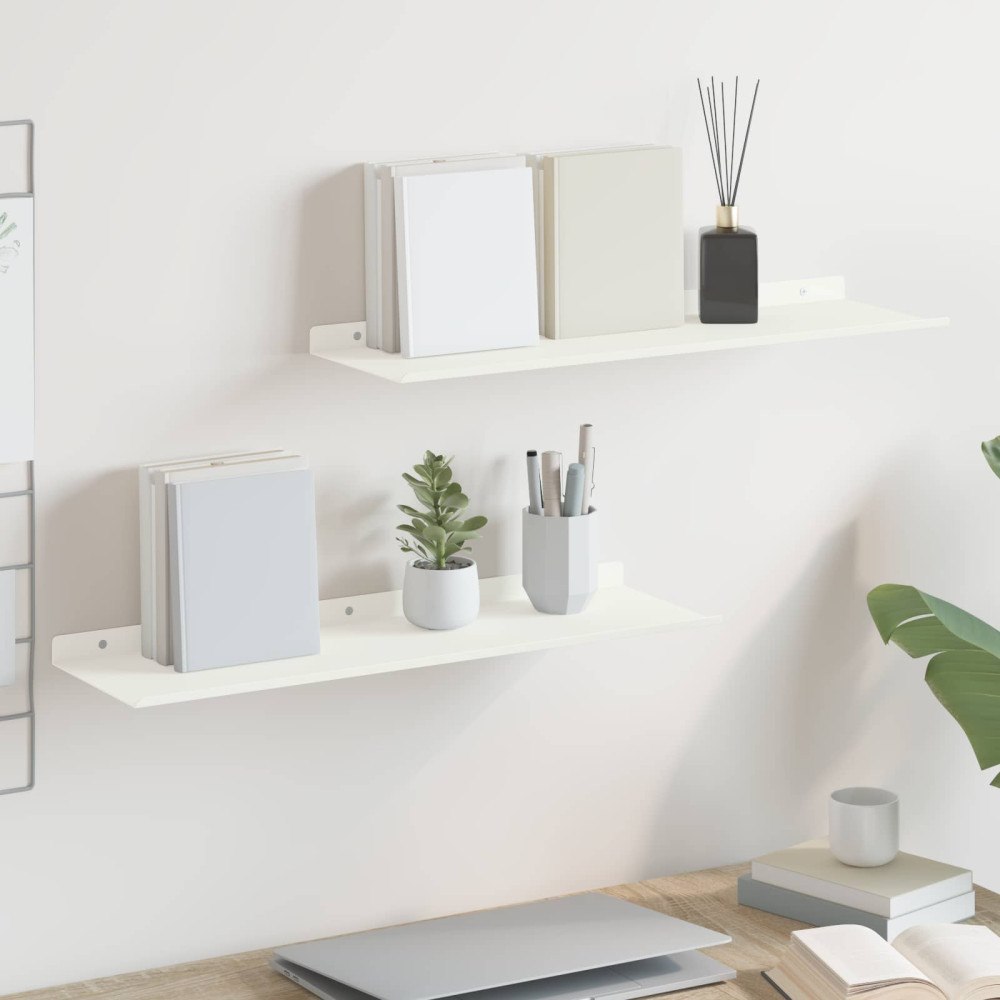 vidaXL Flytande hylla Väggmonterad 2 pcs Vit 60 x 18 x 2,5 cm Stål