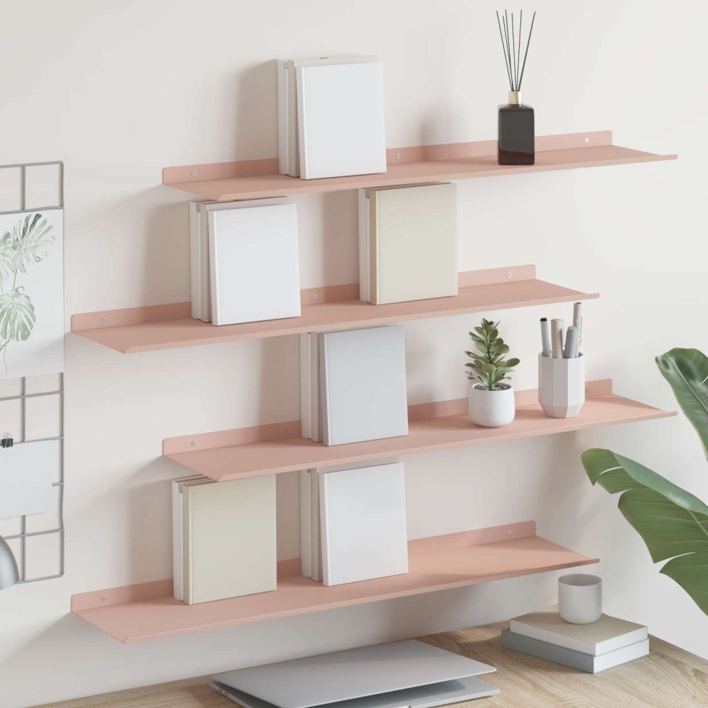 vidaXL Flytande hylla Väggmonterad 4 pcs Rosa 80 x 18 x 2,5 cm Stål