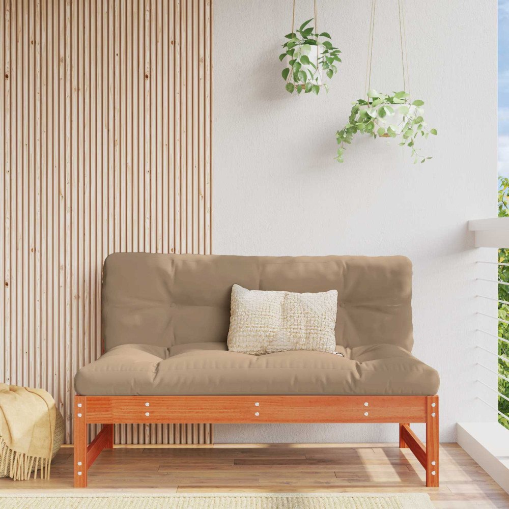 vidaXL Trädgård Mittensoffa Massivt furu VaxBrun 120 x 84 x 70 cm