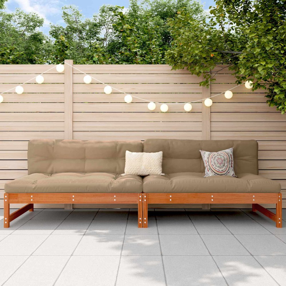 vidaXL Trädgård Mittensoffa Massivt furu VaxBrun 240 x 84 x 70 cm