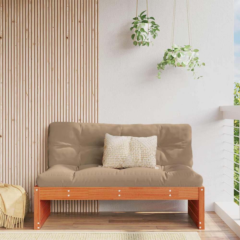 vidaXL Sektionell Soffa Enheter Massiv furu VaxBrun 120 x 95 x 69 cm