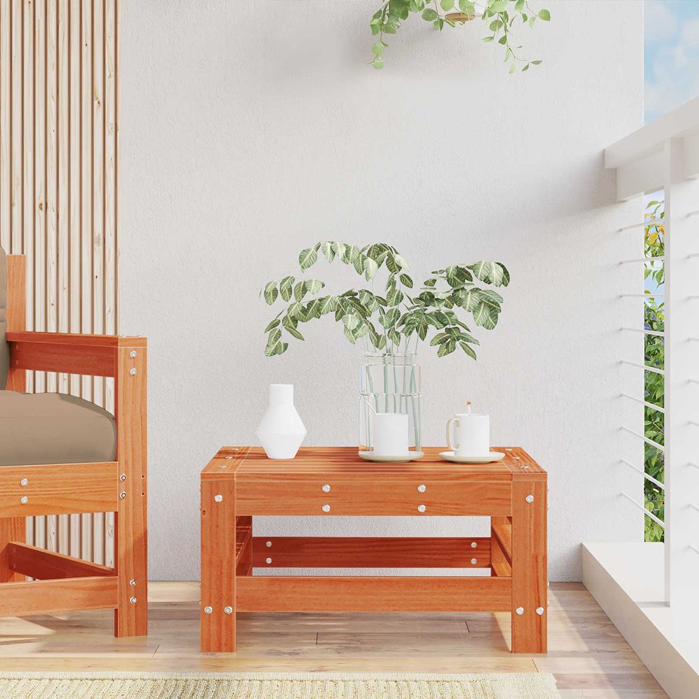 vidaXL Trädgårdsfotpall Massivt furu VaxBrun 57,5 x 57,5 x 30 cm