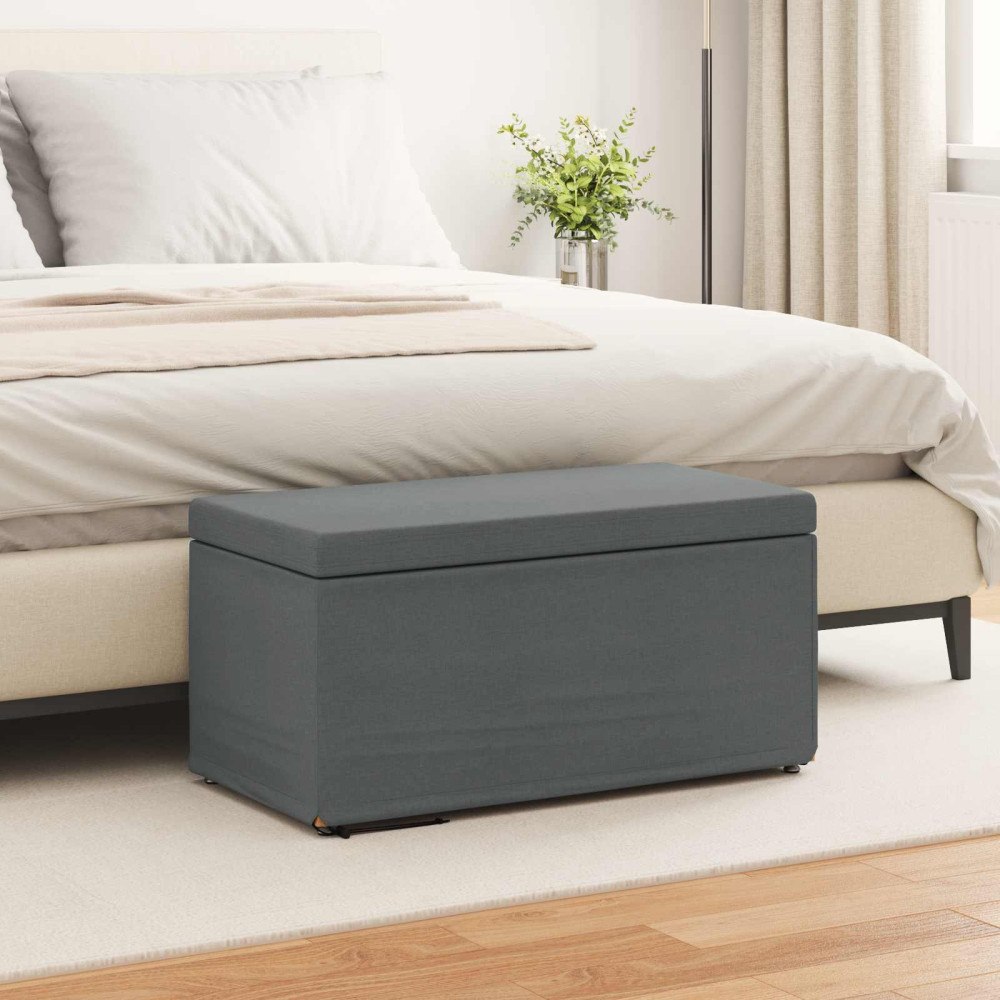 vidaXL Pall Mörkgrå 81 x 41 x 40 cm Tyg och Konstruerat Trä