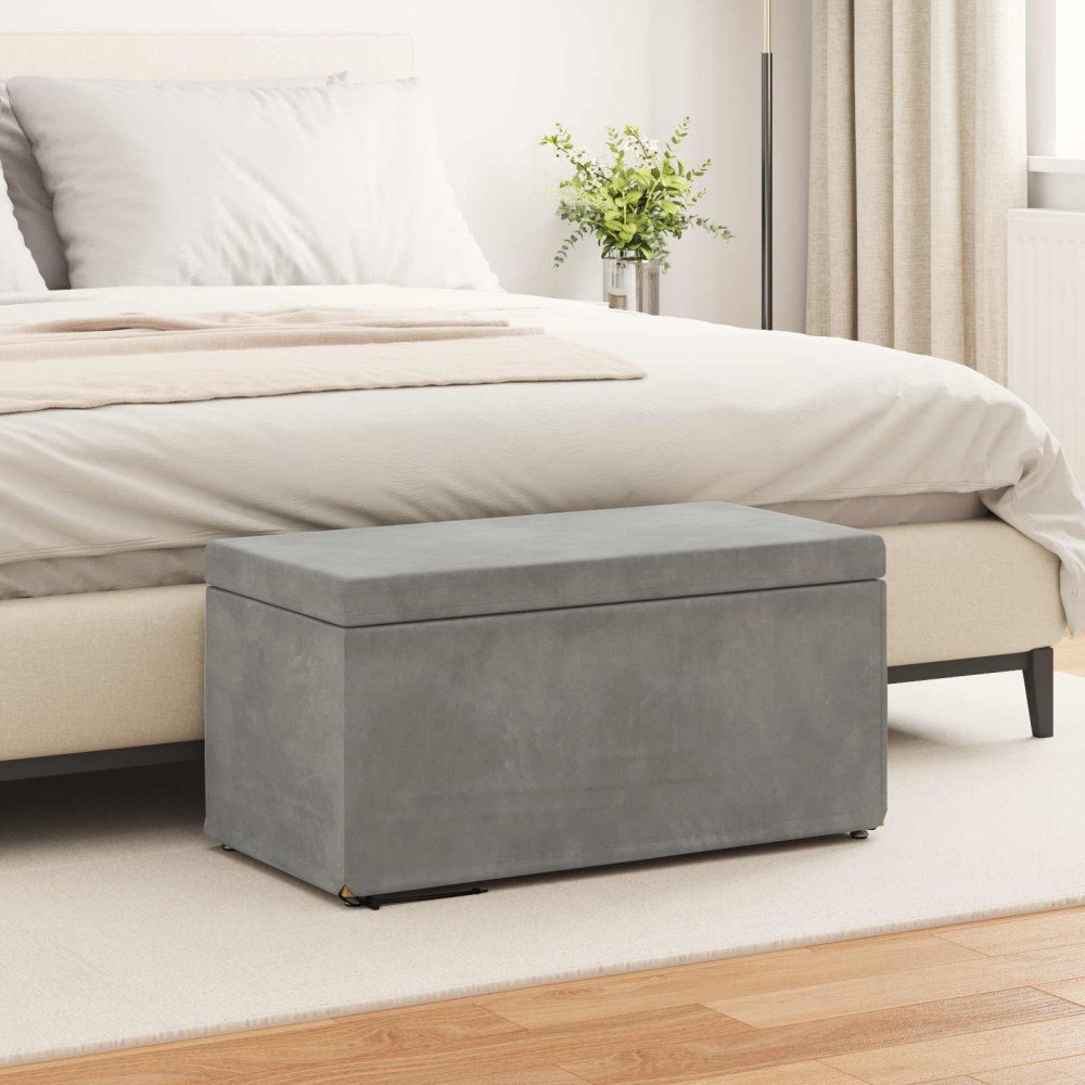 vidaXL Pall Ljusgrå 81 x 41 x 40 cm Sammet och konstruerat trä