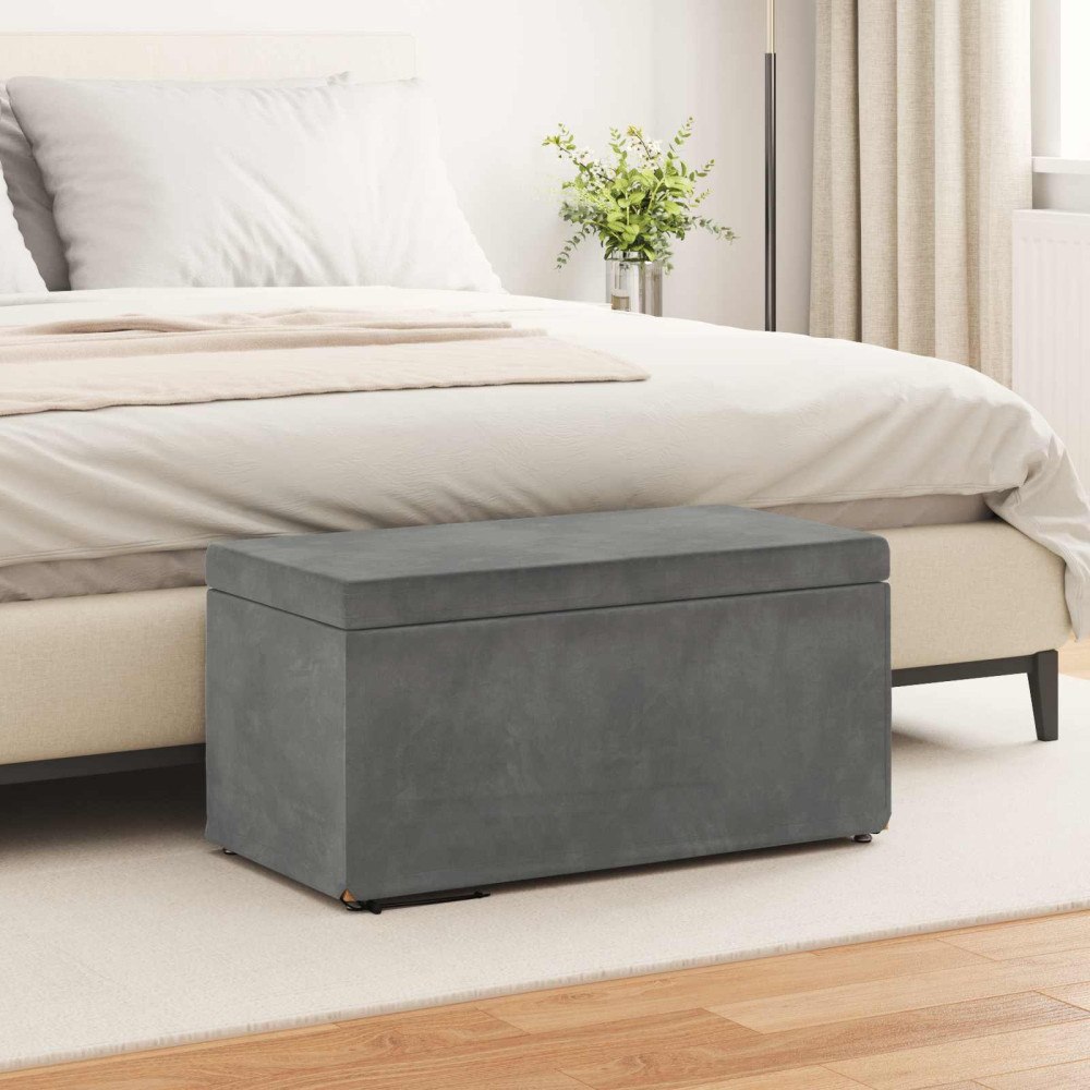 vidaXL Pall Mörkgrå 81 x 41 x 40 cm Sammet och konstruerat trä