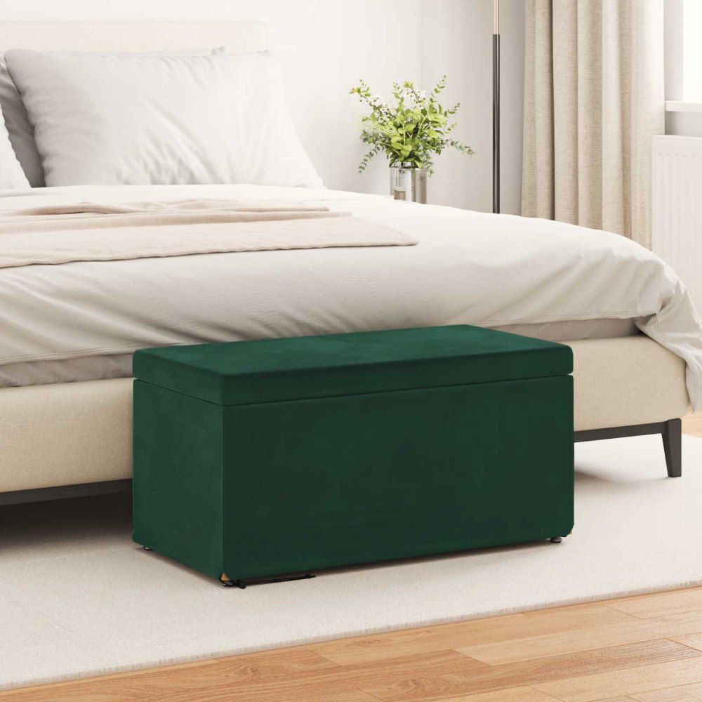 vidaXL Pall Mörkgrön 81 x 41 x 40 cm Sammet och konstruerat trä