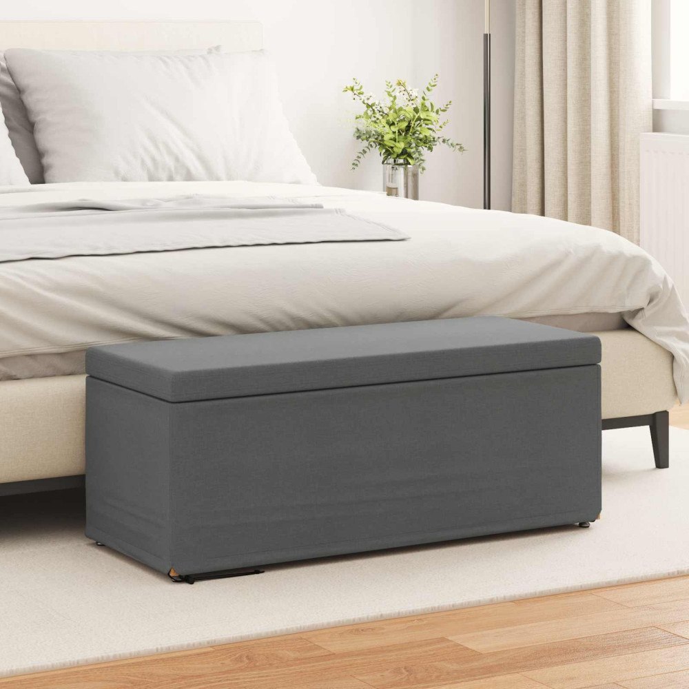 vidaXL Pall Mörkgrå 101 x 41 x 40 cm Tyg och Konstruerat Trä