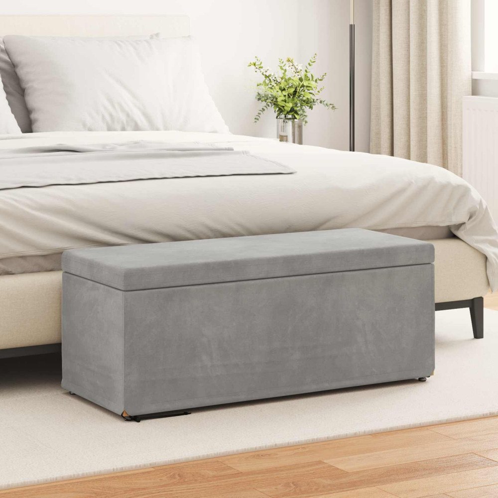 vidaXL Pall Ljusgrå 101 x 41 x 40 cm Sammet och konstruerat trä