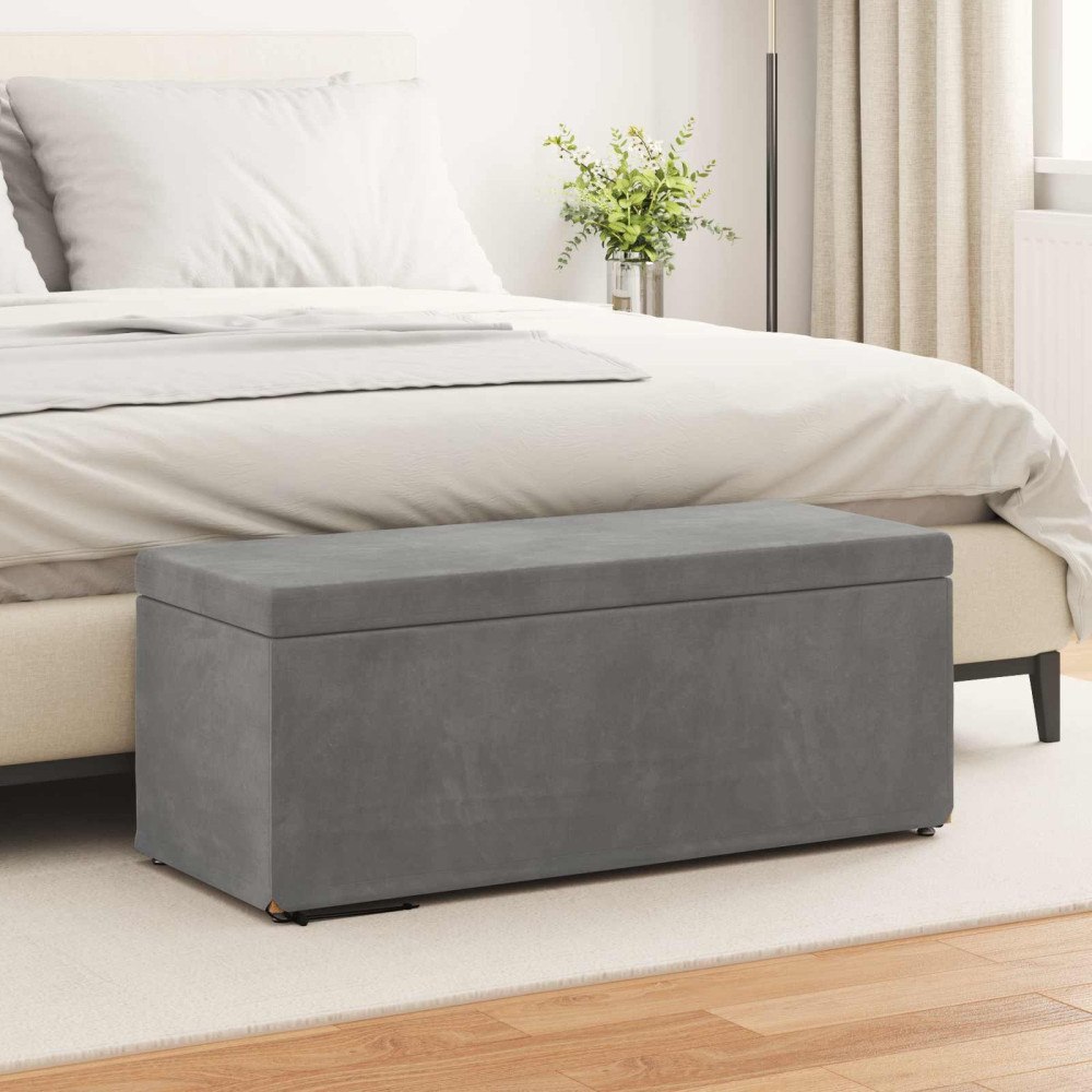 vidaXL Pall Mörkgrå 101 x 41 x 40 cm Sammet och konstruerat trä