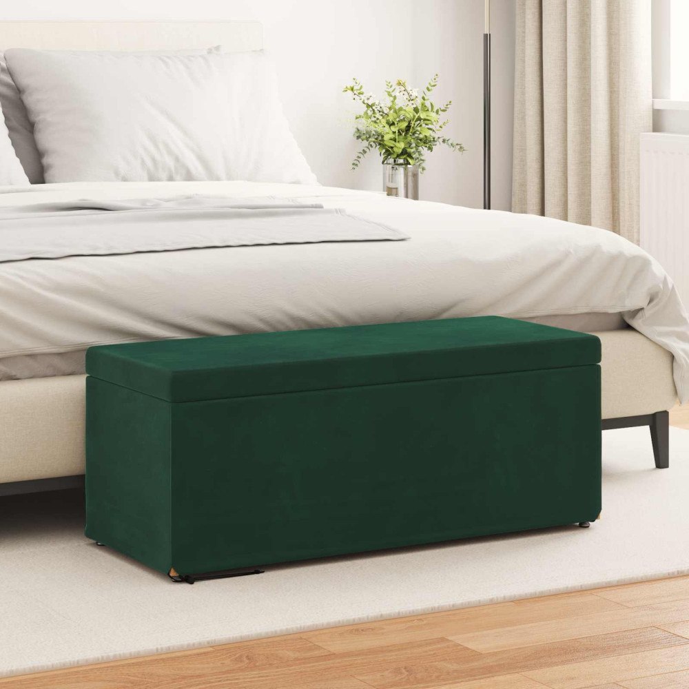 vidaXL Pall Mörkgrön 101 x 41 x 40 cm Sammet och konstruerat trä