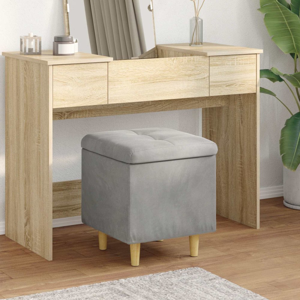 vidaXL Förvaringspall med kudde Ljusgrå 40 x 40 x 45 cm Sammet