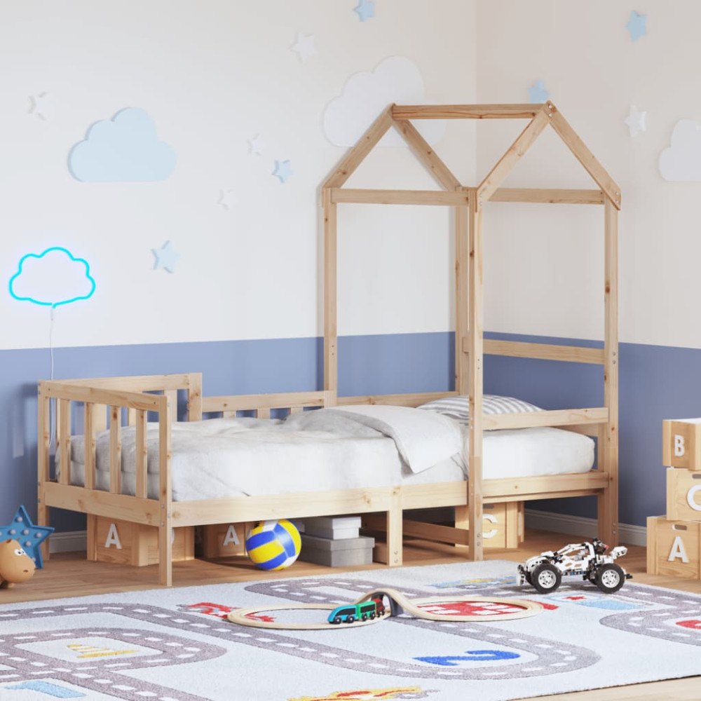 vidaXL Dagbädd med tak 80x200 cm massiv furu