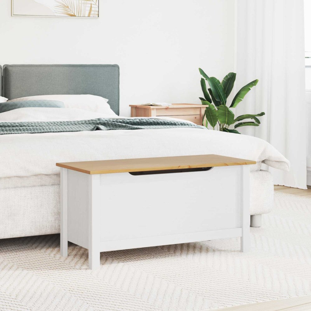 vidaXL Förvaringslåda Hill Vit och honung brun 90 x 40 x 45 cm