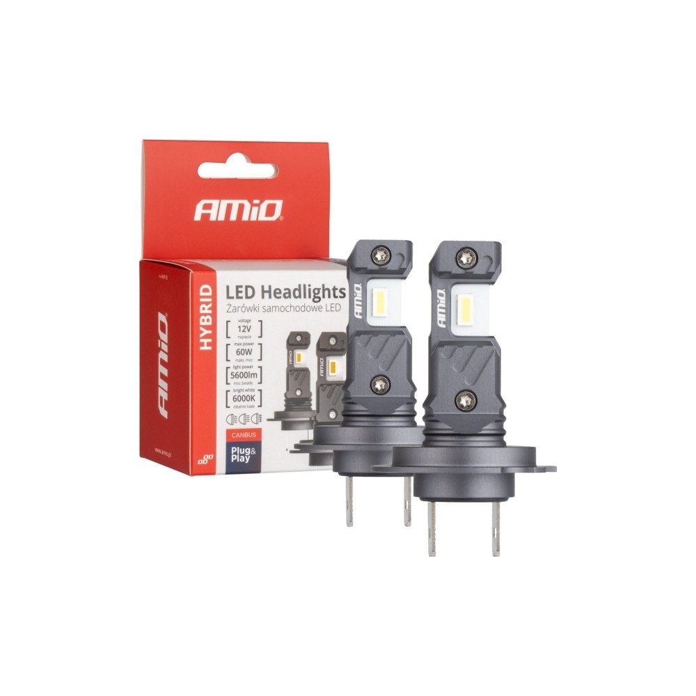 Amio LED-lampor för bilar hybridserie h7 h18 6000k canbus 60w ami...