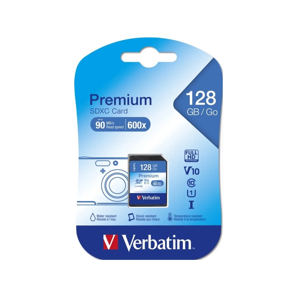 VERBATIM Verbatim Premium - flash-minneskort - 128 GB - SDXC UHS-I
