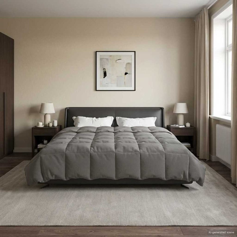 vidaXL Sommar Duvet Quiltad Ljusgrå 200 x 200 cm Mikrofiber