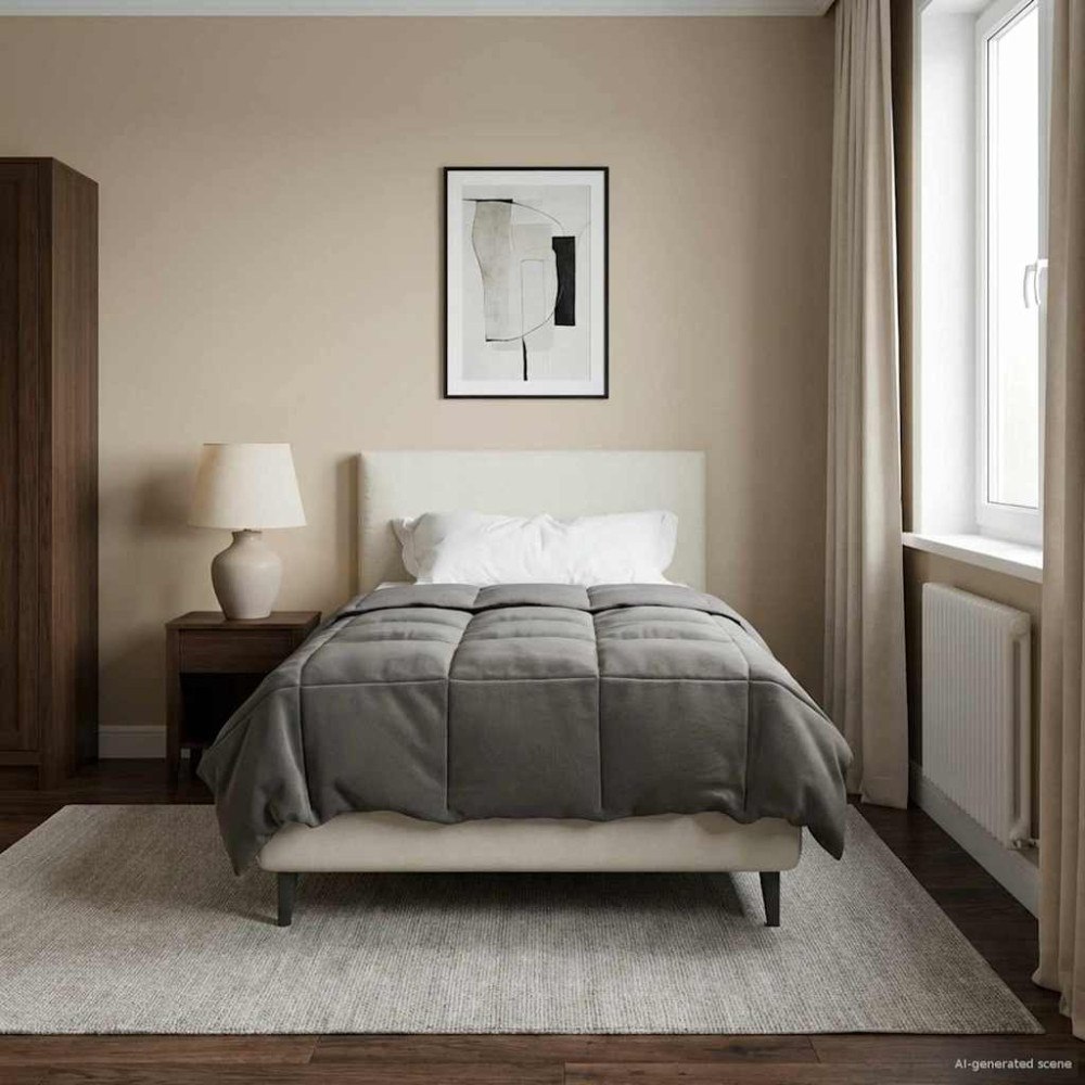 vidaXL Full Års-Duvet Quiltad Ljusgrå 135 x 200 cm Mikrofiber