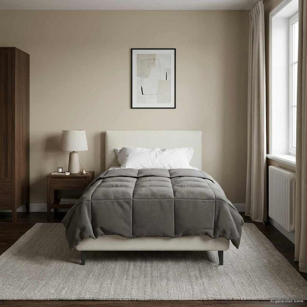 vidaXL Sommar Duvet Quiltad Ljusgrå 135 x 220 cm Mikrofiber