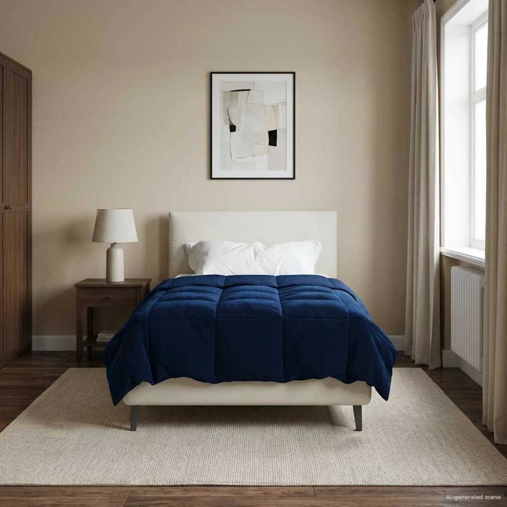 vidaXL Sommar Duvet Quiltad Mörkblå 140 x 200 cm Mikrofiber