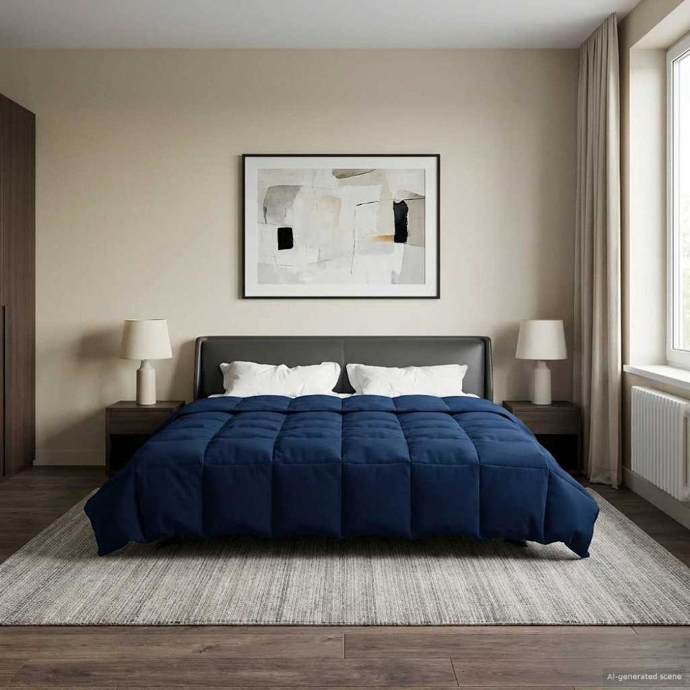 vidaXL Sommar Duvet Quiltad Mörkblå 200 x 240 cm Mikrofiber