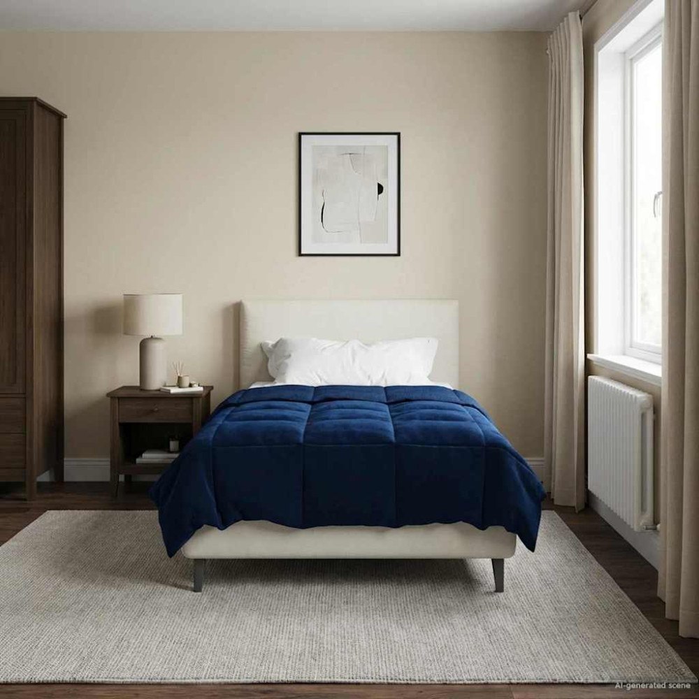 vidaXL Sommar Duvet Quiltad Mörkblå 155 x 220 cm Mikrofiber