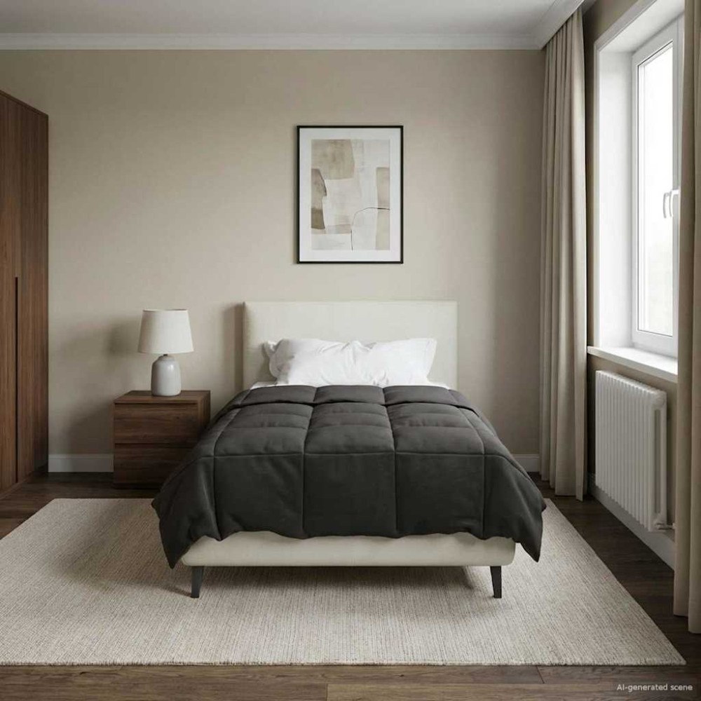 vidaXL Full Års-Duvet Quiltad Antracit 140 x 200 cm Mikrofiber