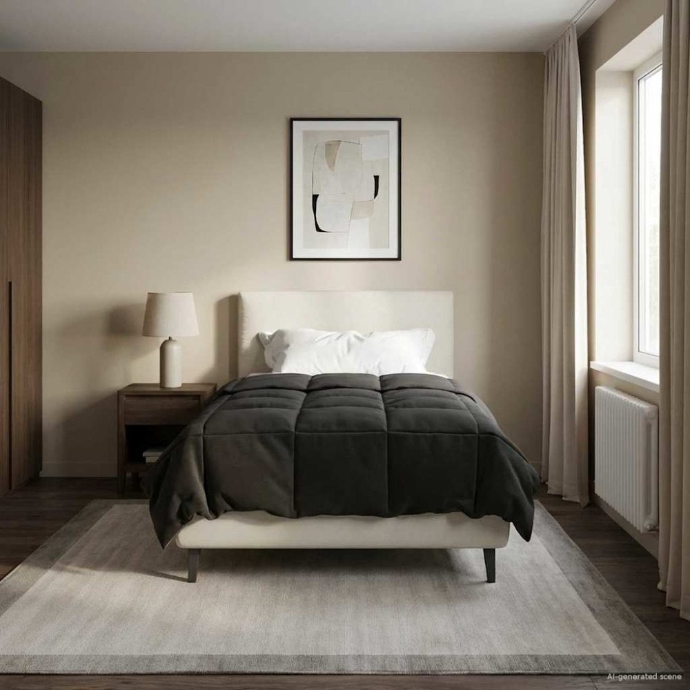 vidaXL Full Års-Duvet Quiltad Antracit 135 x 220 cm Mikrofiber