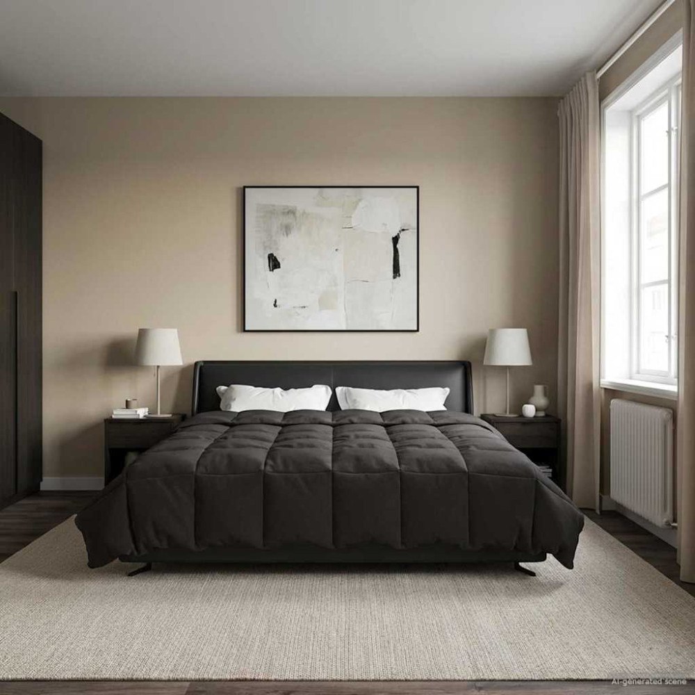 vidaXL Full Års-Duvet Quiltad Antracit 220 x 260 cm Mikrofiber