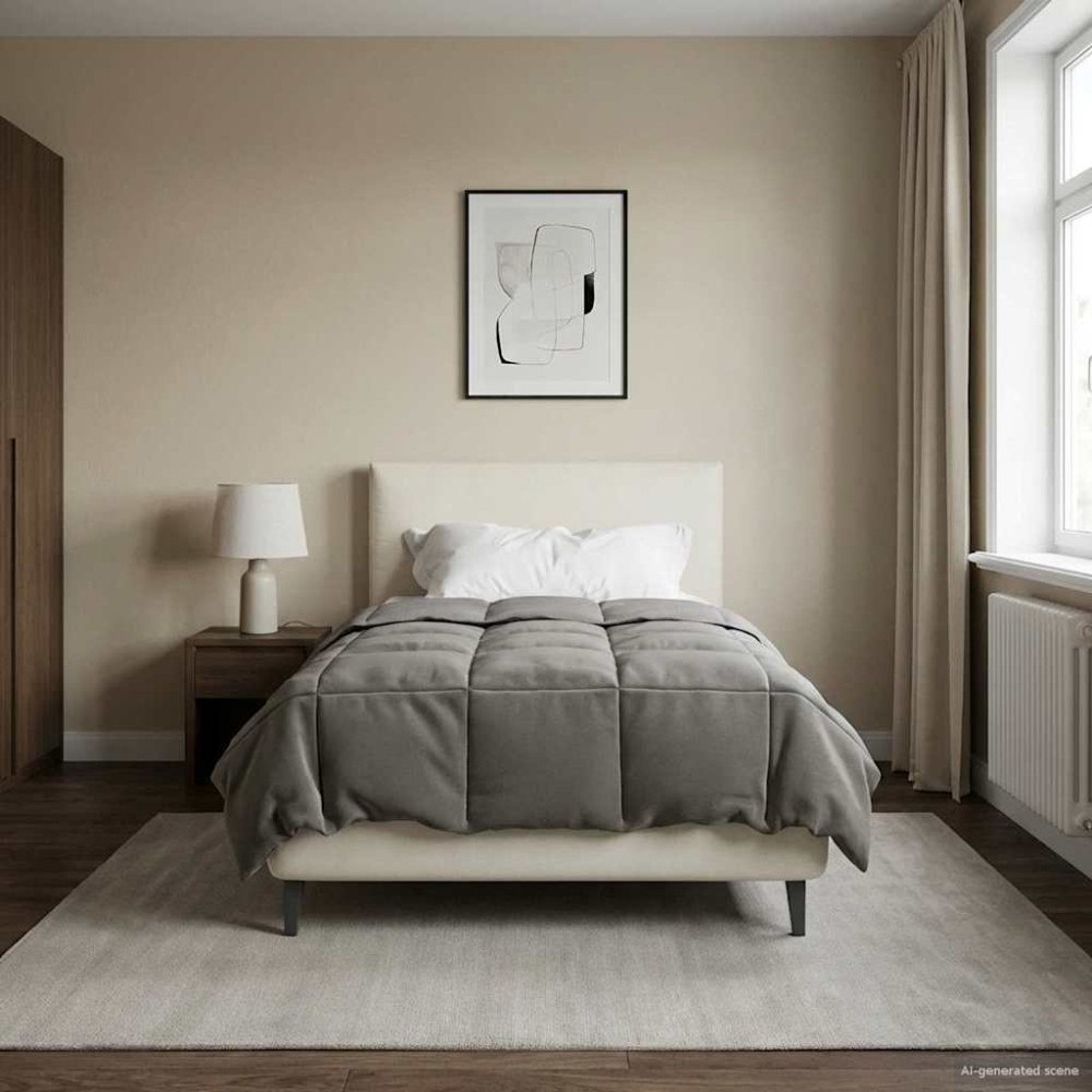 vidaXL Full Års-Duvet Quiltad Ljusgrå 140 x 200 cm Mikrofiber