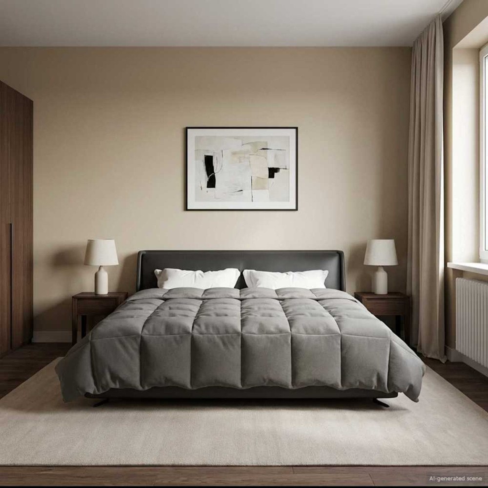 vidaXL Full Års-Duvet Quiltad Ljusgrå 200 x 240 cm Mikrofiber