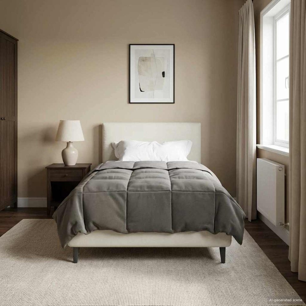 vidaXL Full Års-Duvet Quiltad Ljusgrå 140 x 220 cm Mikrofiber