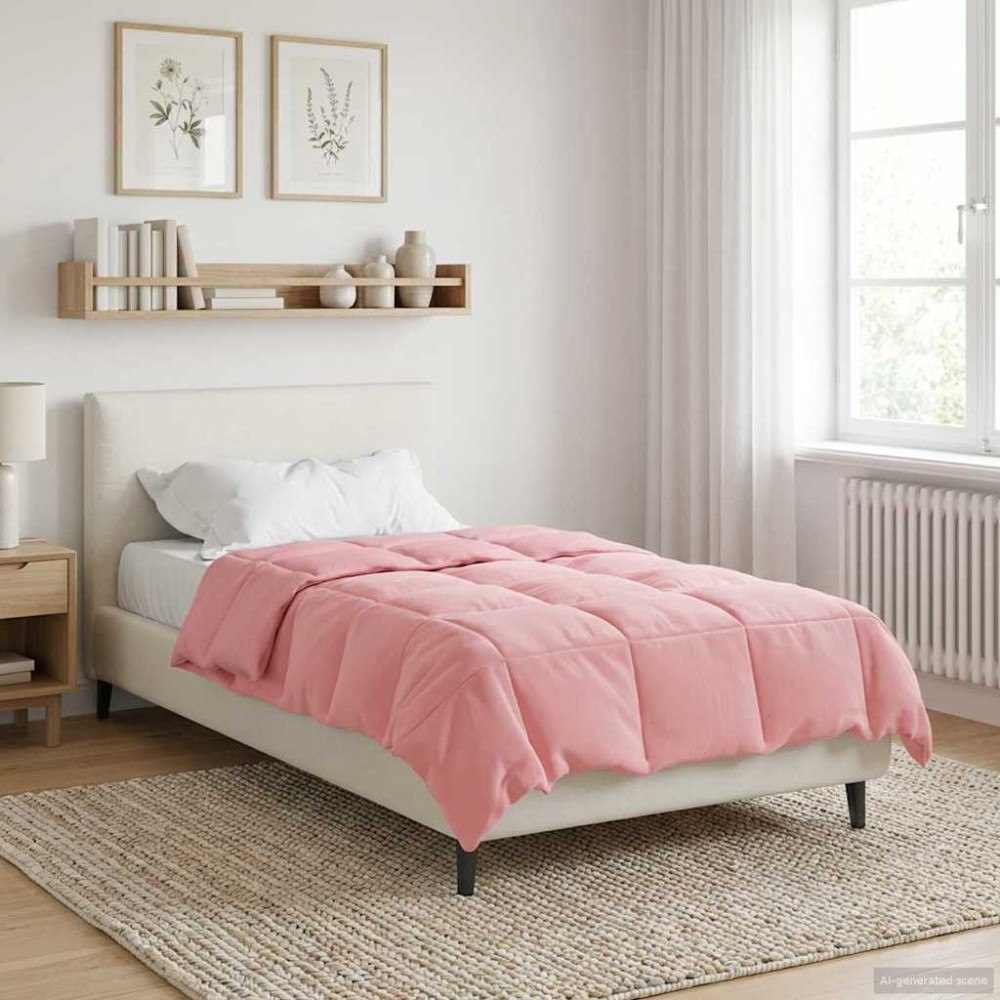 vidaXL Full Års-Duvet Quiltad Rosa 135 x 200 cm Mikrofiber