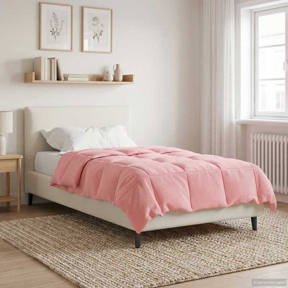 vidaXL Full Års-Duvet Quiltad Rosa 135 x 220 cm Mikrofiber