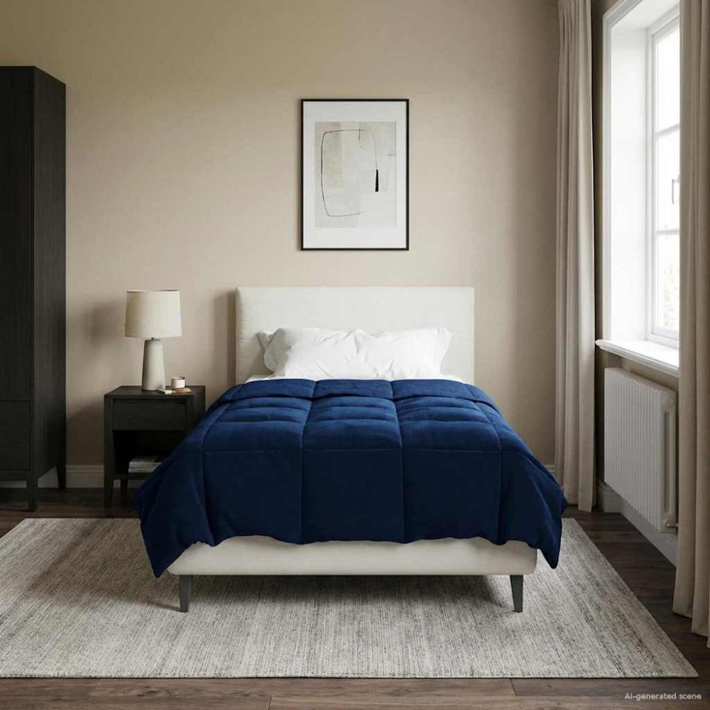 vidaXL Full Års-Duvet Quiltad Mörkblå 135 x 200 cm Mikrofiber