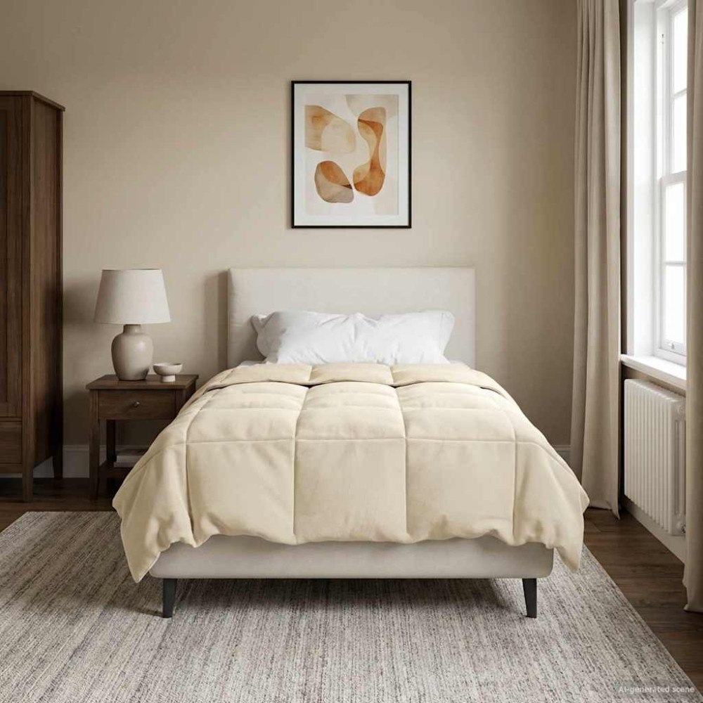 vidaXL Full Års-Duvet Quiltad Kräm 155 x 200 cm Mikrofiber