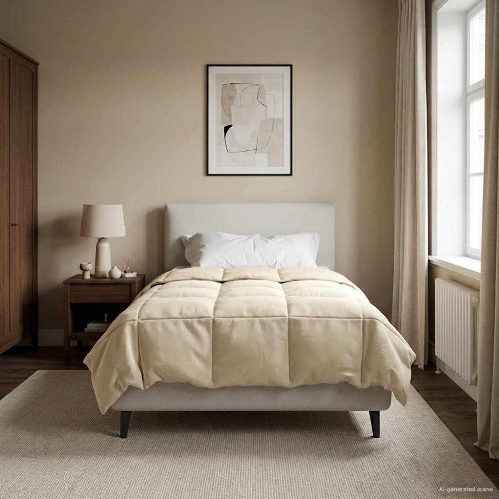 vidaXL Full Års-Duvet Quiltad Kräm 155 x 220 cm Mikrofiber