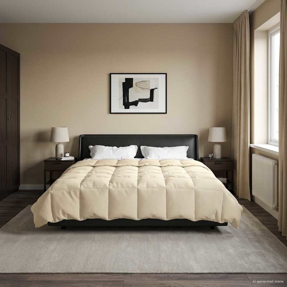 vidaXL Full Års-Duvet Quiltad Kräm 220 x 260 cm Mikrofiber