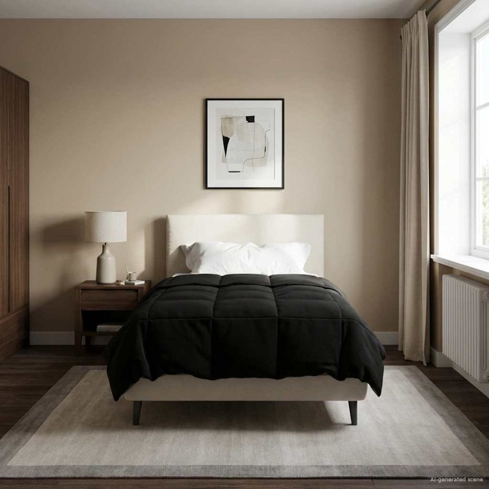 vidaXL Vinter Täcke Quiltad Svart 155 x 220 cm Mikrofiber