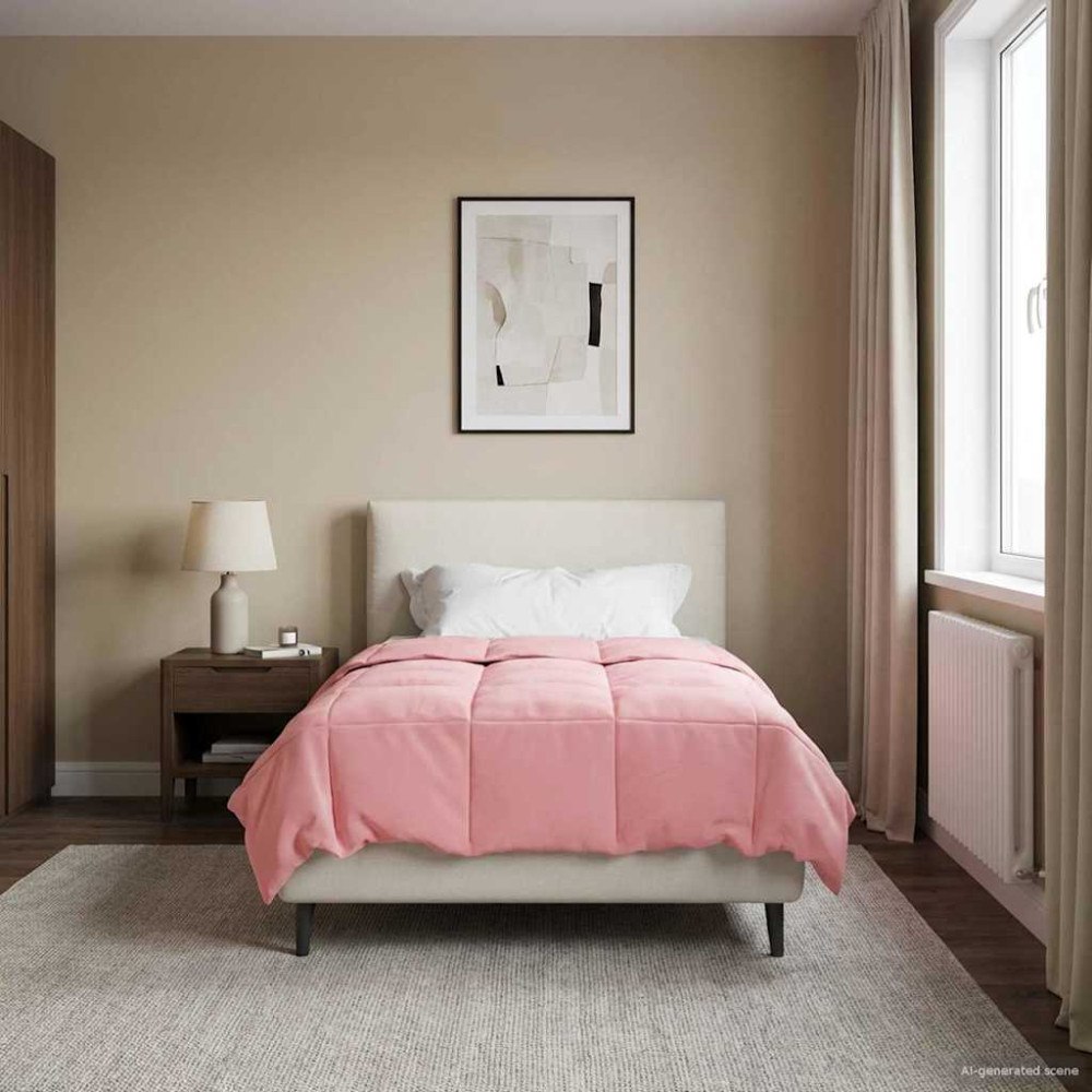 vidaXL Vinter Täcke Quiltad Rosa 135 x 220 cm Mikrofiber