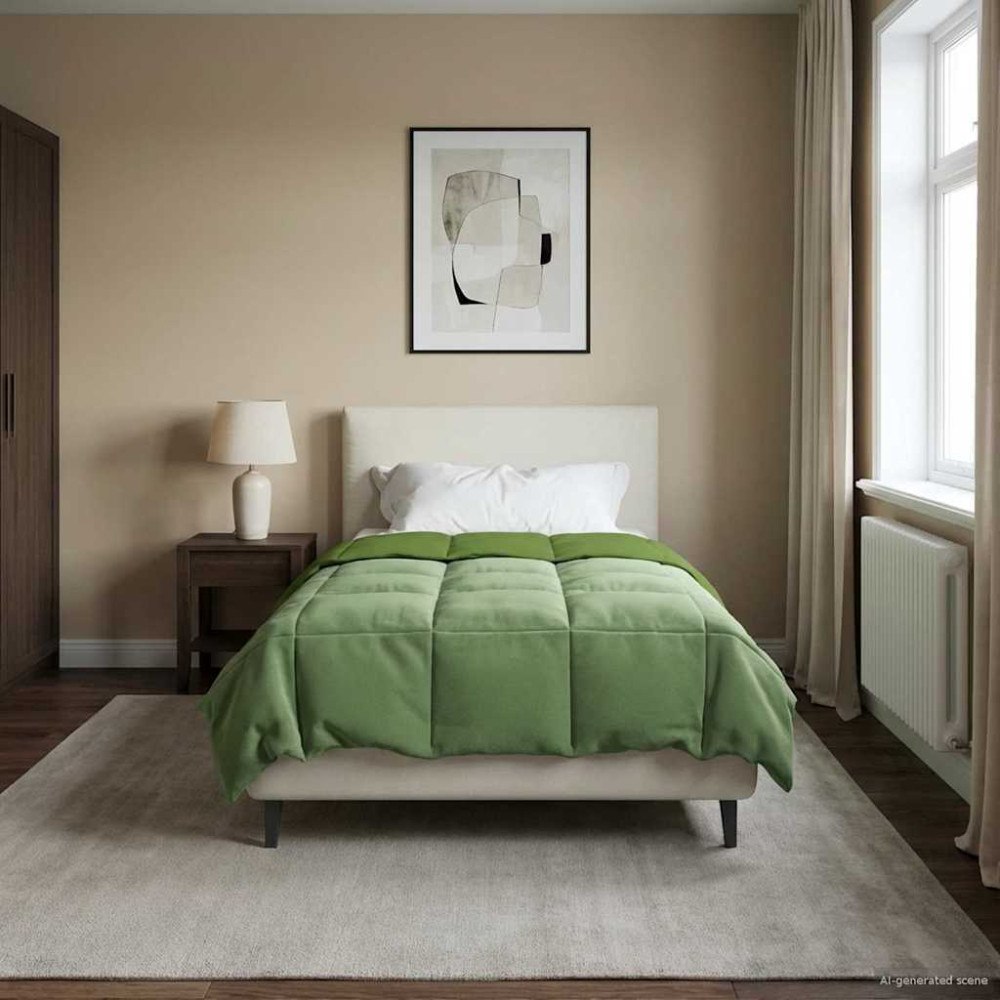 vidaXL Vinter Täcke Quiltad Grön 135 x 200 cm Mikrofiber