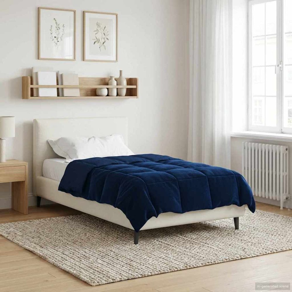 vidaXL Vinter Täcke Quiltad Mörkblå 135 x 220 cm Mikrofiber