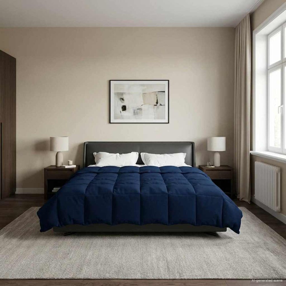 vidaXL Vinter Täcke Quiltad Mörkblå 220 x 260 cm Mikrofiber