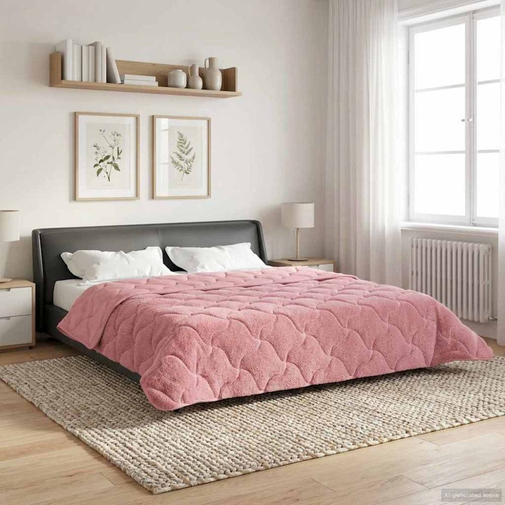 vidaXL Sommar Duvet Rosa 200 x 240 cm Mikrofiber och Teddyfleece