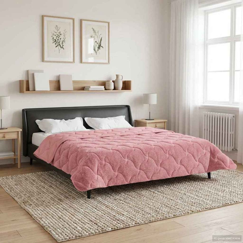 vidaXL Sommar Duvet Rosa 200 x 220 cm Mikrofiber och Teddyfleece
