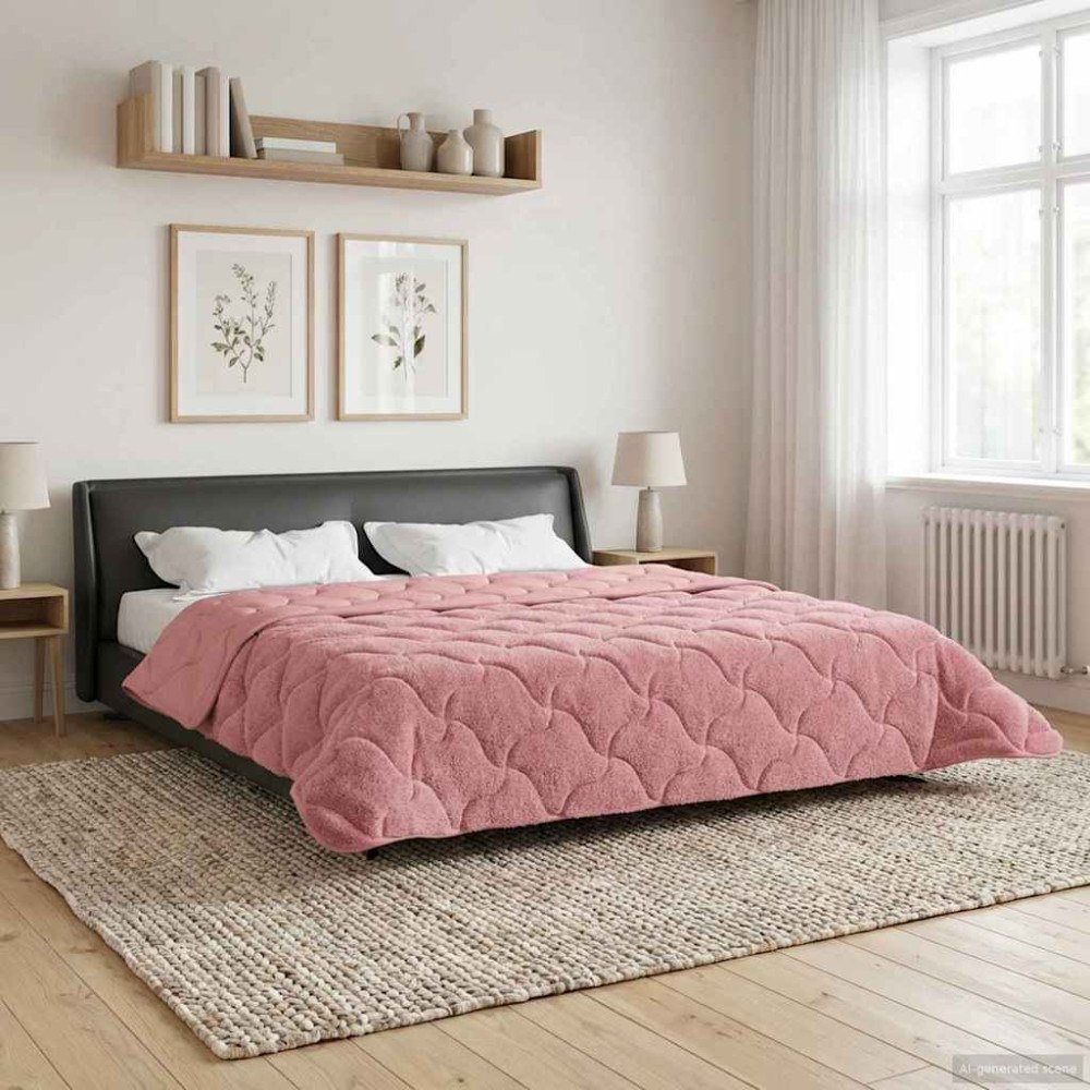 vidaXL Sommar Duvet Rosa 240 x 260 cm Mikrofiber och Teddyfleece