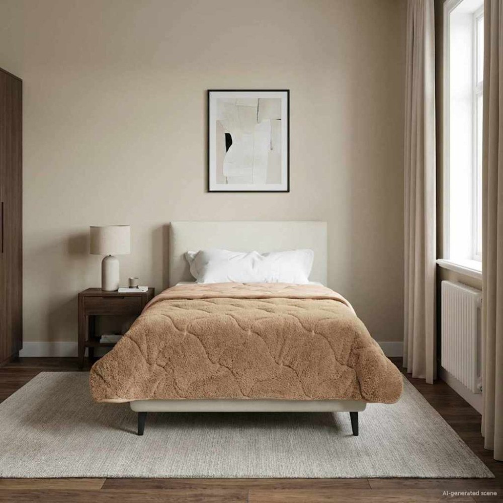 vidaXL Sommar Duvet Taupe 135 x 220 cm Mikrofiber och Teddyfleece