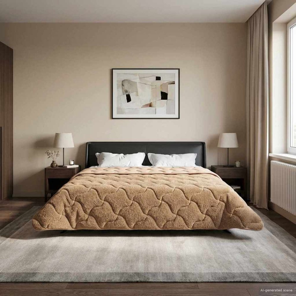 vidaXL Sommar Duvet Taupe 200 x 220 cm Mikrofiber och Teddyfleece