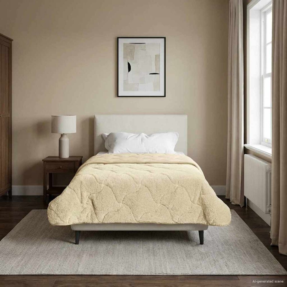 vidaXL Sommar Duvet Kräm 155 x 200 cm Mikrofiber och Teddyfleece