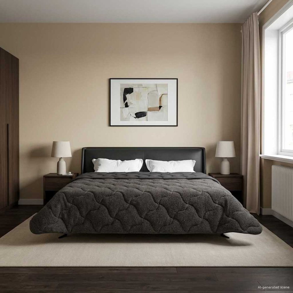 vidaXL Full Års-Duvet Quiltad Antracit 200 x 220 cm